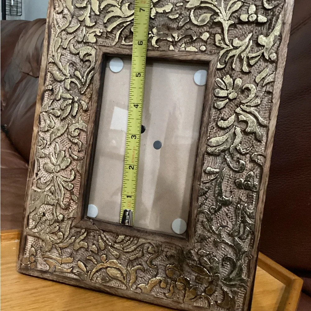 Carved Wood Ornate Gold and Brown Photo Frame